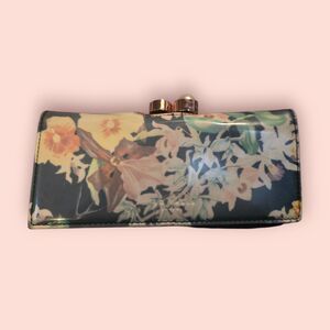 Ted Baker London Opulent Bloom Patent Bobble Matinee Clutch Floral Long Wallet